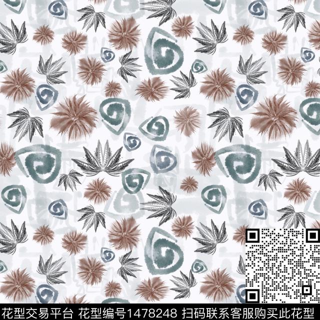 手绘小碎花圆圈与波点数码印花华亿平台下载（图片编号: 1478248） - 瓦栏（Walan）