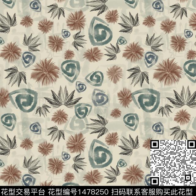 手绘小碎花圆圈与波点数码印花华亿平台下载（图片编号: 1478250） - 瓦栏（Walan）