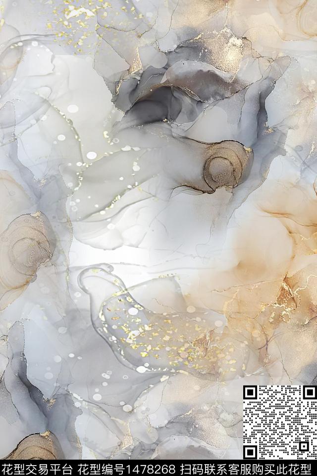 抽象小清新真丝数码印花华亿平台下载（图片编号: 1478268） - 瓦栏（Walan）