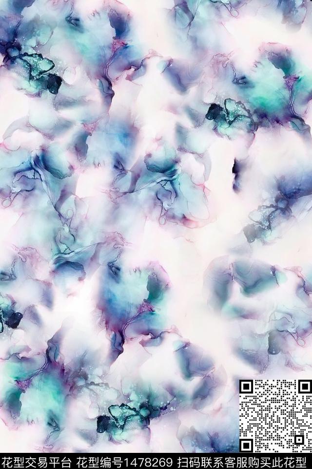 抽象小清新真丝数码印花华亿平台下载（图片编号: 1478269） - 瓦栏（Walan）