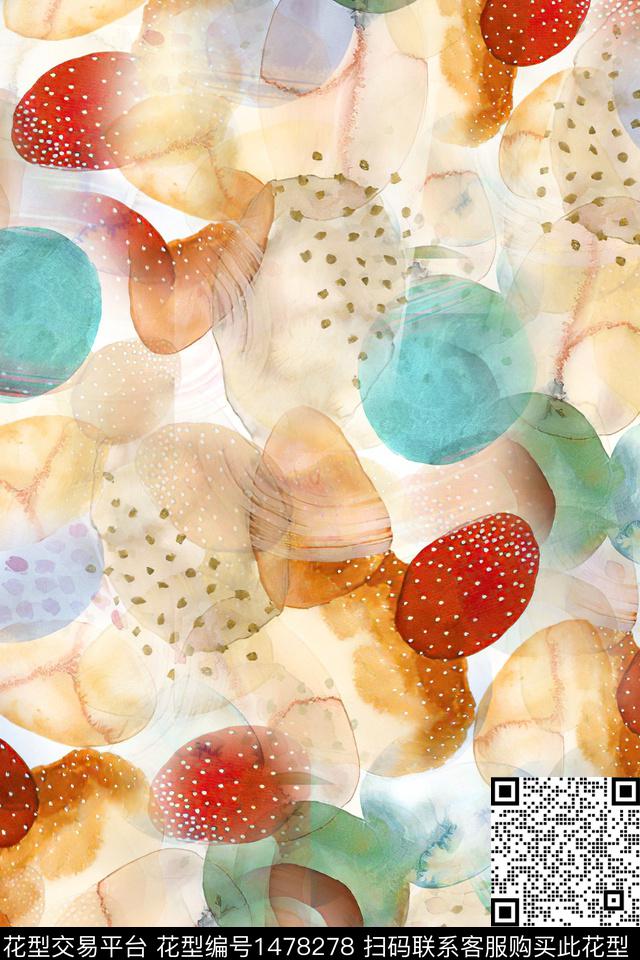 抽象小清新真丝数码印花华亿平台下载（图片编号: 1478278） - 瓦栏（Walan）