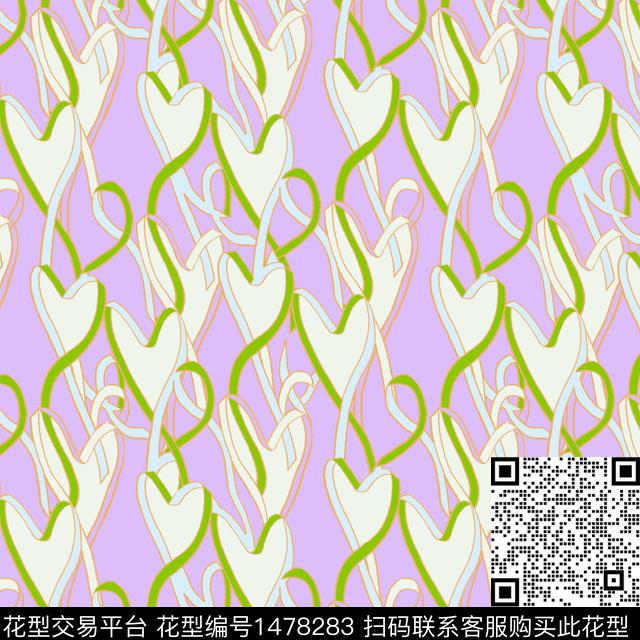 爱心线条传统印花华亿平台下载（图片编号: 1478283） - 瓦栏（Walan）