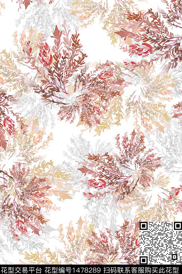 花卉小清新真丝数码印花华亿平台下载（图片编号: 1478289） - 瓦栏（Walan）