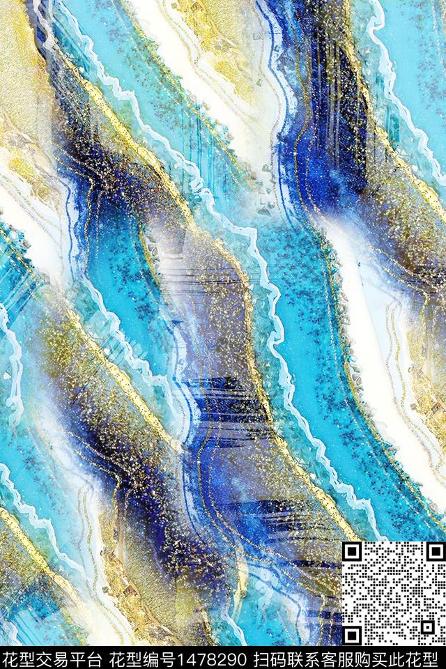 肌理抽象真丝数码印花华亿平台下载（图片编号: 1478290） - 瓦栏（Walan）