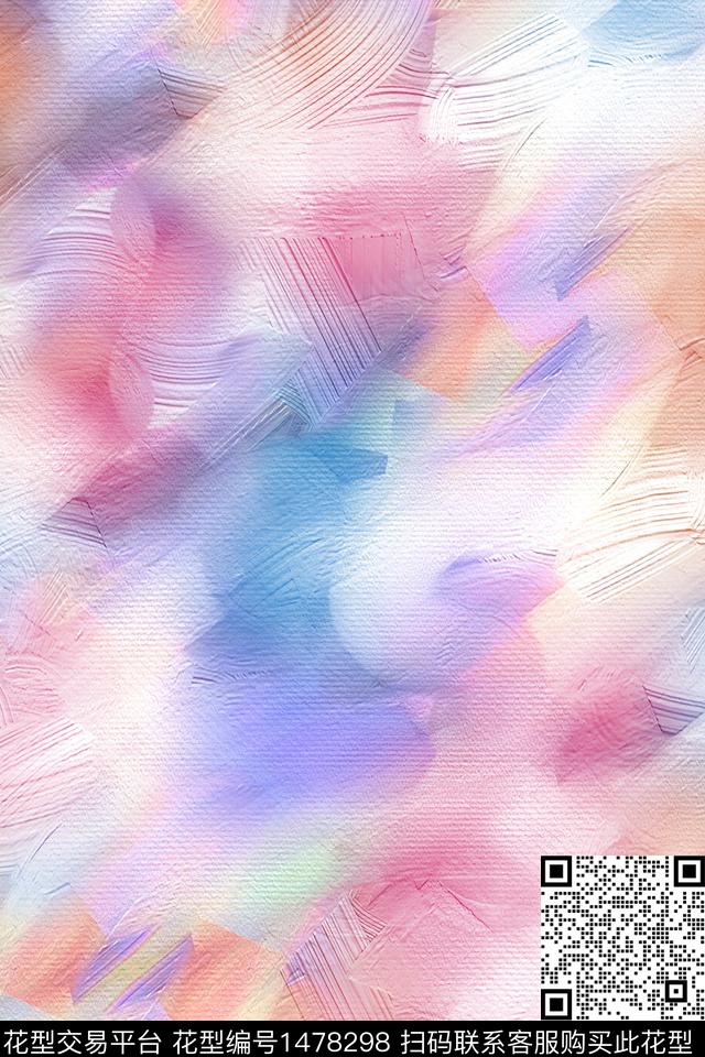 肌理扎染华亿平台抽象花卉数码印花华亿平台下载（图片编号: 1478298） - 瓦栏（Walan）