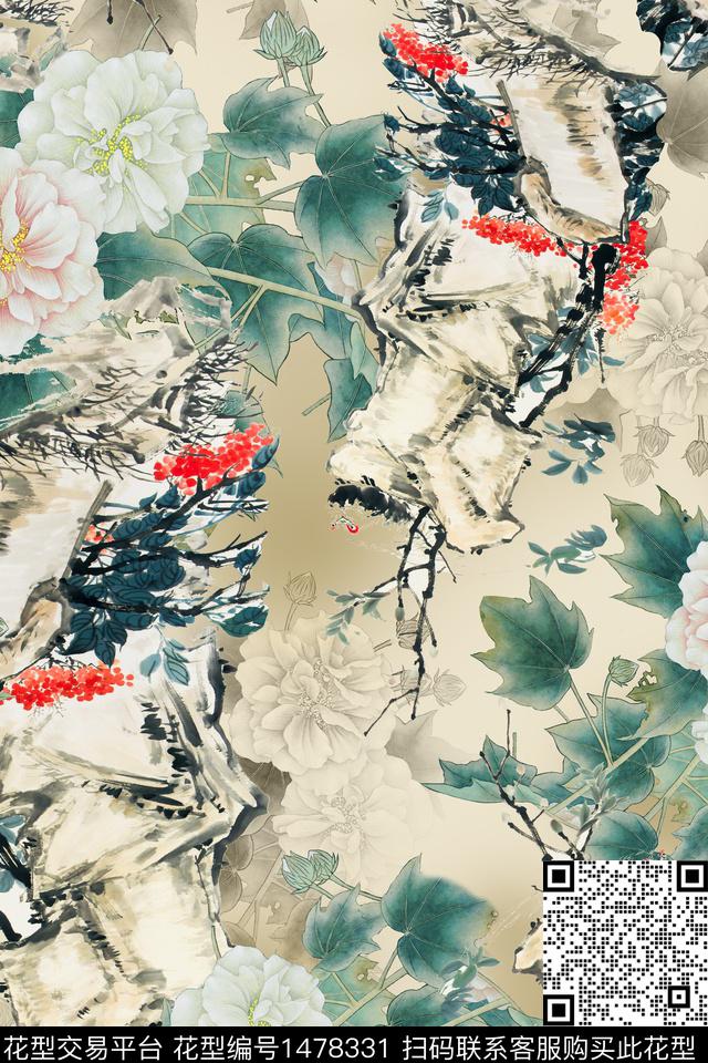 女装花卉香云纱数码印花华亿平台下载（图片编号: 1478331） - 瓦栏（Walan）
