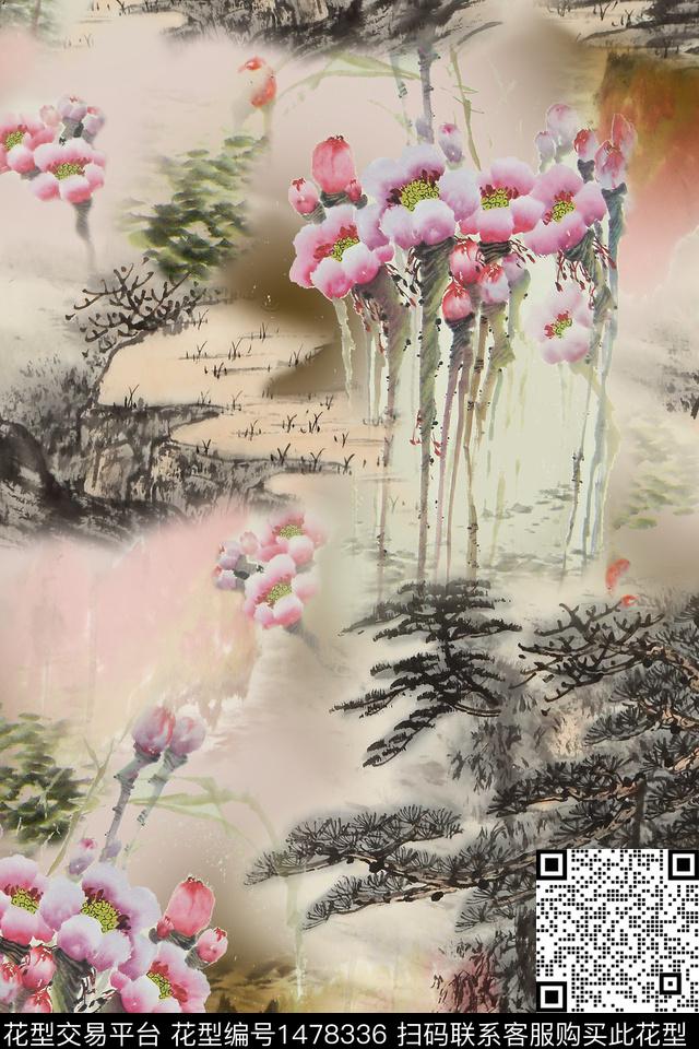 女装花卉香云纱数码印花华亿平台下载（图片编号: 1478336） - 瓦栏（Walan）