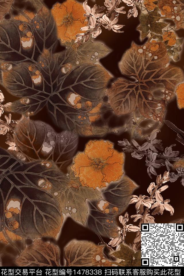 女装花卉香云纱数码印花华亿平台下载（图片编号: 1478338） - 瓦栏（Walan）