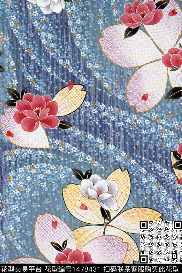 女装花卉旗袍数码印花华亿平台下载（图片编号: 1478431） - 瓦栏（Walan）