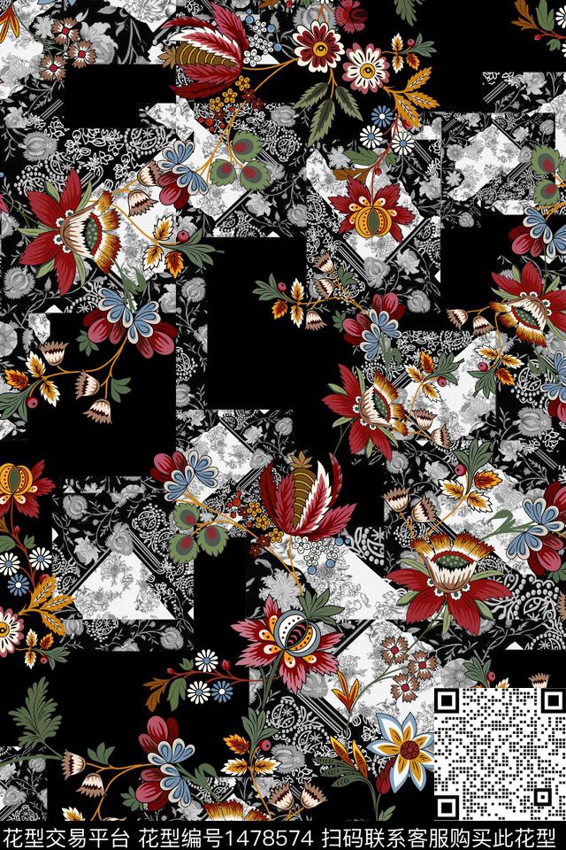 民族风香云纱真丝数码印花华亿平台下载（图片编号: 1478574） - 瓦栏（Walan）