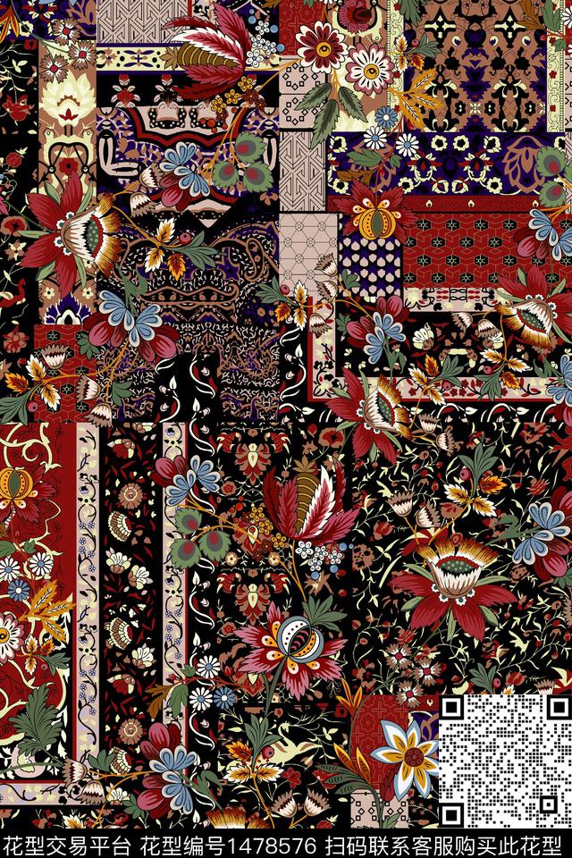 民族风香云纱真丝数码印花华亿平台下载（图片编号: 1478576） - 瓦栏（Walan）