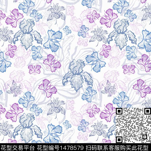 花卉手绘小碎花传统印花华亿平台下载（图片编号: 1478579） - 瓦栏（Walan）