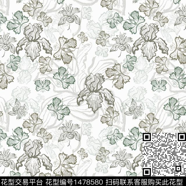 花卉手绘小碎花传统印花华亿平台下载（图片编号: 1478580） - 瓦栏（Walan）