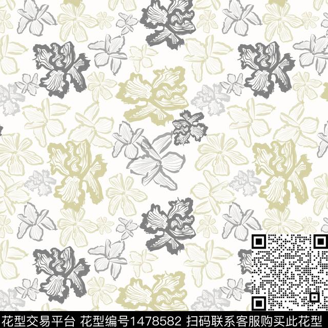 花卉手绘小碎花传统印花华亿平台下载（图片编号: 1478582） - 瓦栏（Walan）