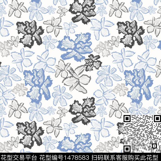 花卉手绘小碎花传统印花华亿平台下载（图片编号: 1478583） - 瓦栏（Walan）