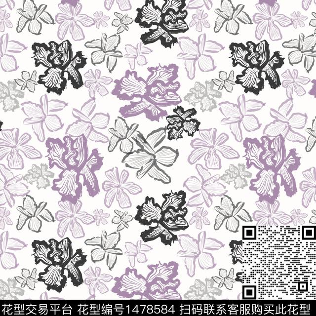 花卉手绘小碎花传统印花华亿平台下载（图片编号: 1478584） - 瓦栏（Walan）