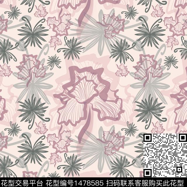 花卉手绘小碎花传统印花华亿平台下载（图片编号: 1478585） - 瓦栏（Walan）