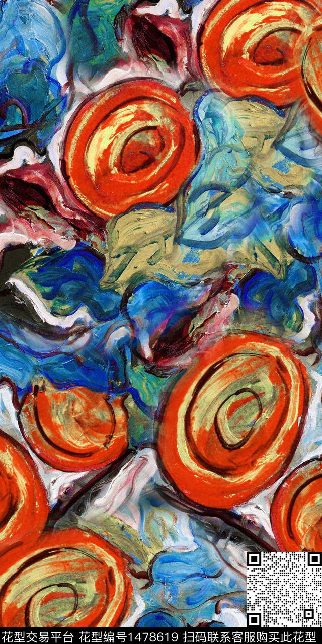 涂鸦花卉趣味数码印花华亿平台下载（图片编号: 1478619） - 瓦栏（Walan）