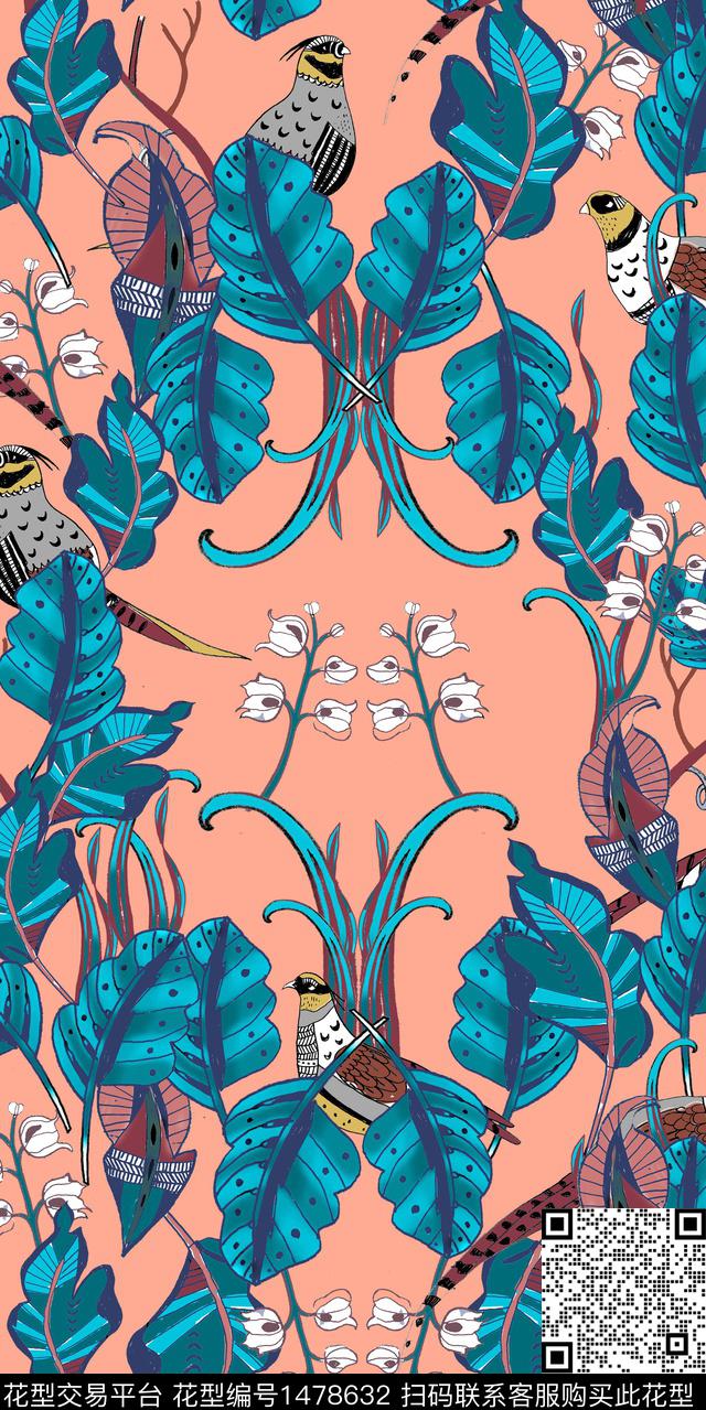 民族风花卉植物数码印花华亿平台下载（图片编号: 1478632） - 瓦栏（Walan）