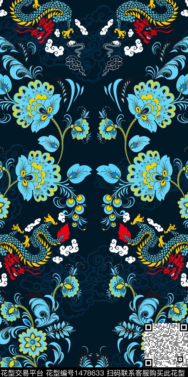 民族风花卉中国风数码印花华亿平台下载（图片编号: 1478633） - 瓦栏（Walan）
