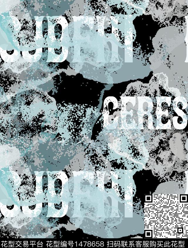 几何格子字母数码印花华亿平台下载（图片编号: 1478658） - 瓦栏（Walan）