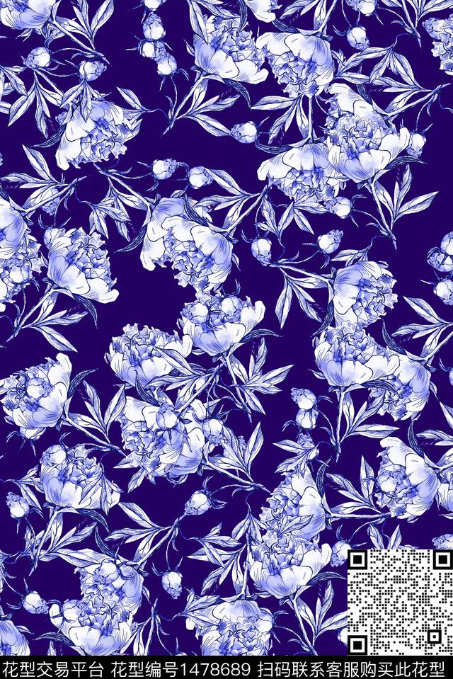 小清新小碎花手绘花卉数码印花华亿平台下载（图片编号: 1478689） - 瓦栏（Walan）