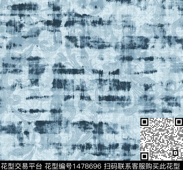 灰色花水彩女装传统印花华亿平台下载（图片编号: 1478696） - 瓦栏（Walan）