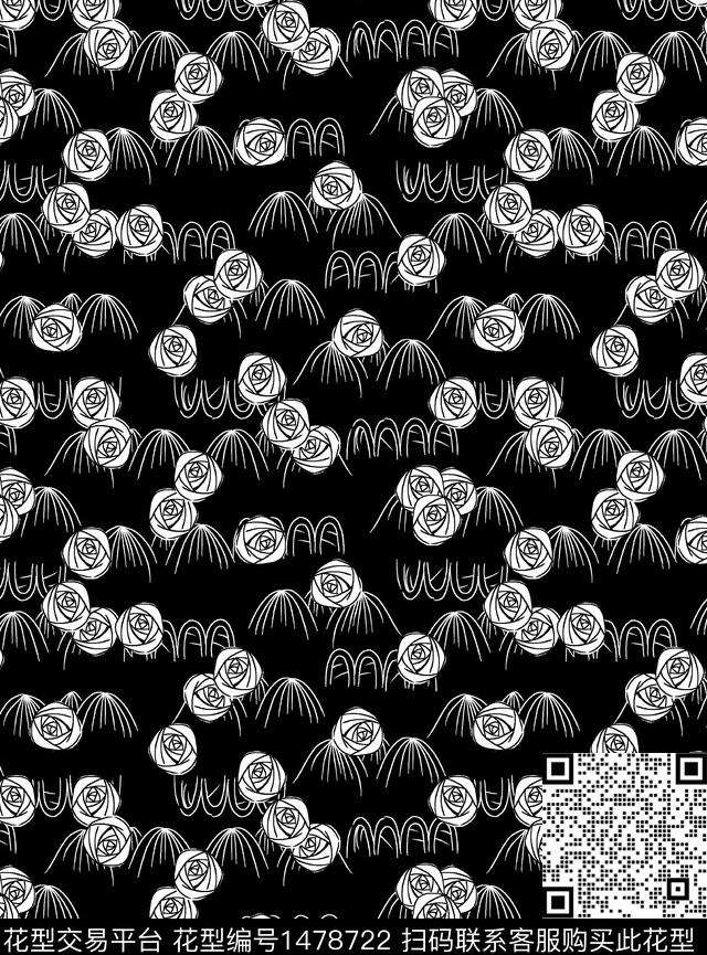 连衣裙女装花卉数码印花华亿平台下载（图片编号: 1478722） - 瓦栏（Walan）