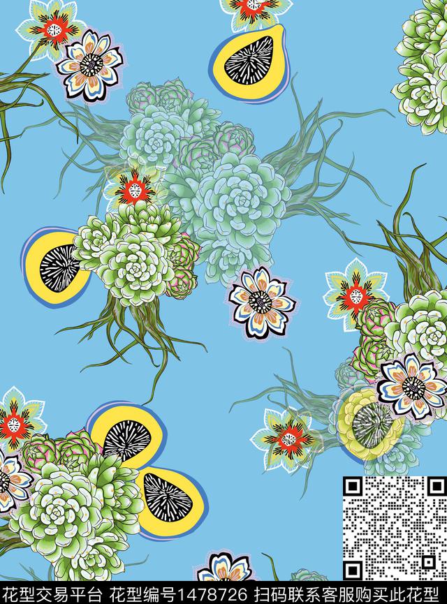 连衣裙女装花卉传统印花华亿平台下载（图片编号: 1478726） - 瓦栏（Walan）