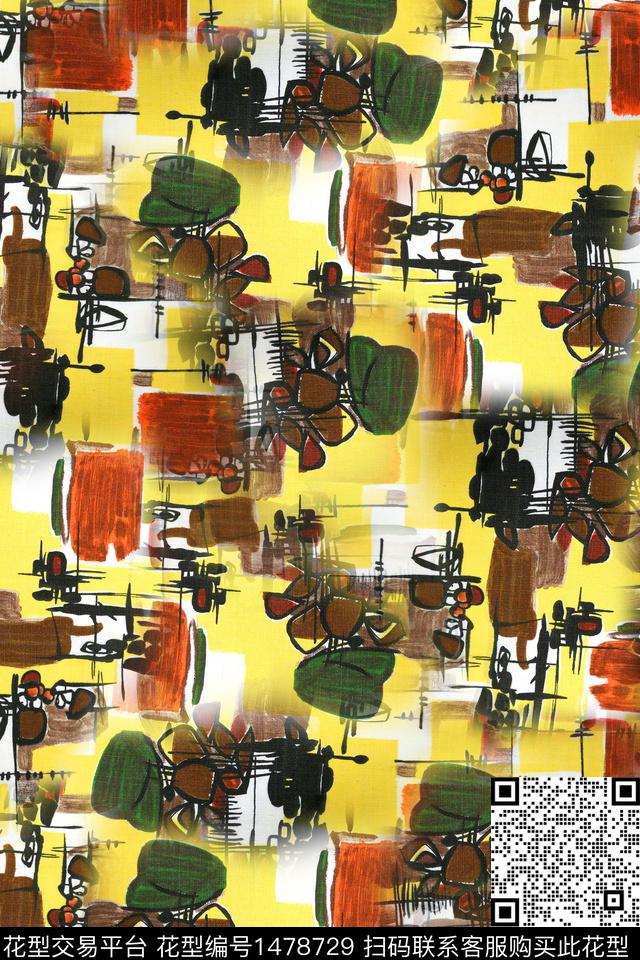 抽象几何数码印花华亿平台下载（图片编号: 1478729） - 瓦栏（Walan）