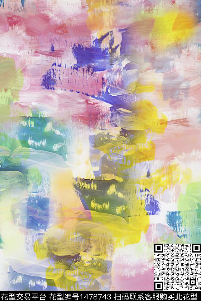 肌理扎染华亿平台抽象花卉数码印花华亿平台下载（图片编号: 1478743） - 瓦栏（Walan）