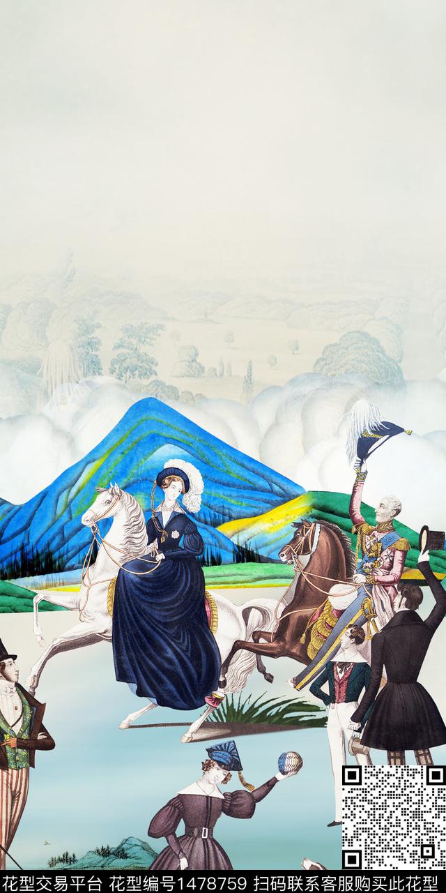 定位花人物大牌风数码印花华亿平台下载（图片编号: 1478759） - 瓦栏（Walan）