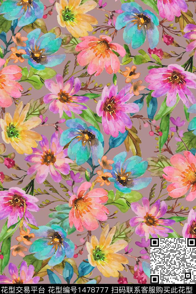 春夏华亿平台花卉植物审数码印花华亿平台下载（图片编号: 1478777） - 瓦栏（Walan）