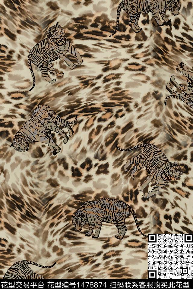 老虎春夏华亿平台大牌风数码印花华亿平台下载（图片编号: 1478874） - 瓦栏（Walan）