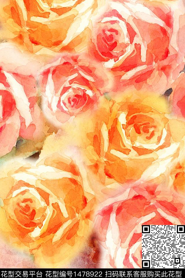 肌理抽象朦胧花卉数码印花华亿平台下载（图片编号: 1478922） - 瓦栏（Walan）