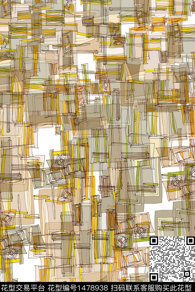 几何肌理抽象花卉数码印花华亿平台下载（图片编号: 1478938） - 瓦栏（Walan）