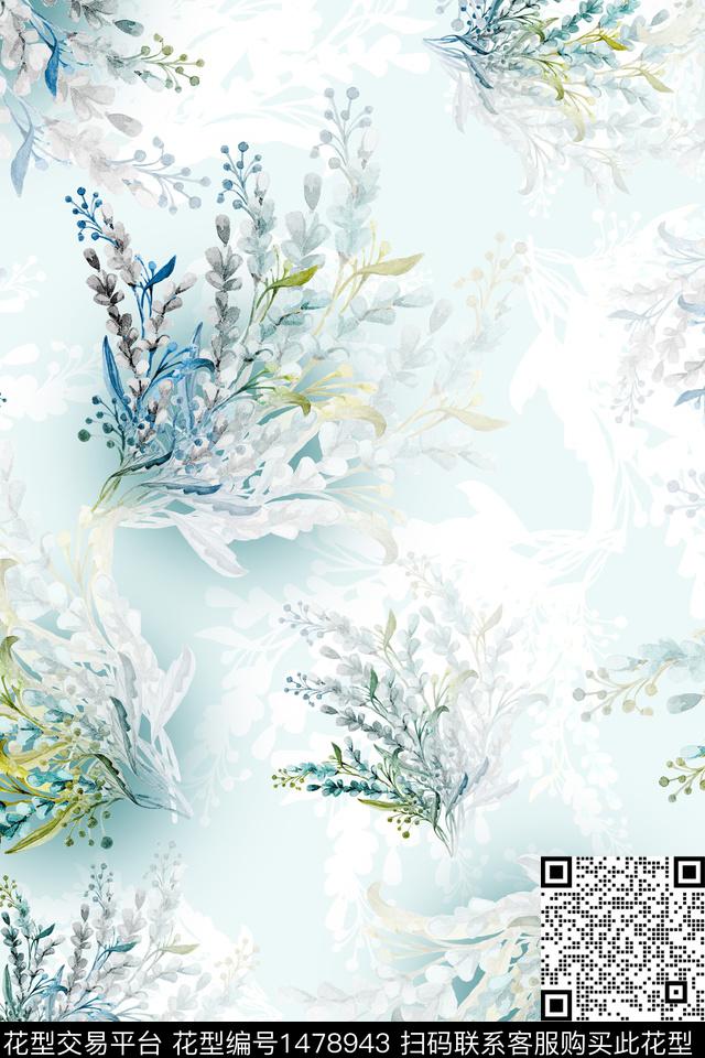 花卉小清新真丝数码印花华亿平台下载（图片编号: 1478943） - 瓦栏（Walan）