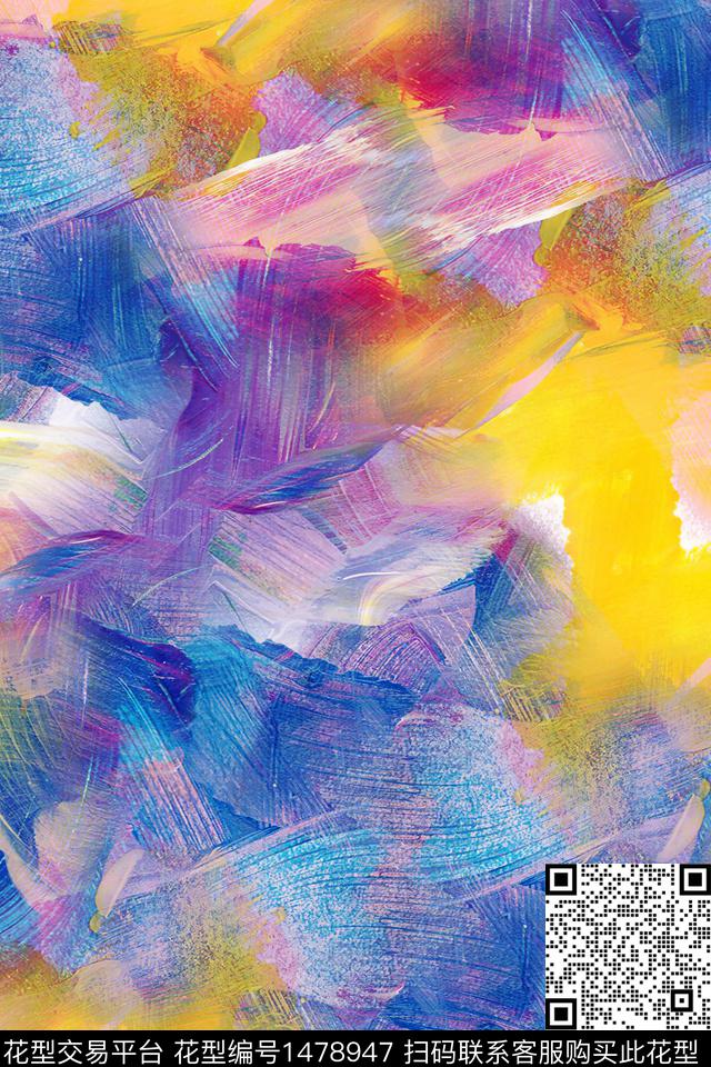 肌理抽象花卉大牌风数码印花华亿平台下载（图片编号: 1478947） - 瓦栏（Walan）