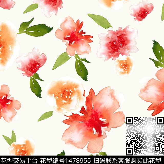 简约花卉清爽数码印花华亿平台下载（图片编号: 1478955） - 瓦栏（Walan）