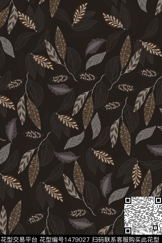 颜色绿植树叶中老年数码印花华亿平台下载（图片编号: 1479027） - 瓦栏（Walan）