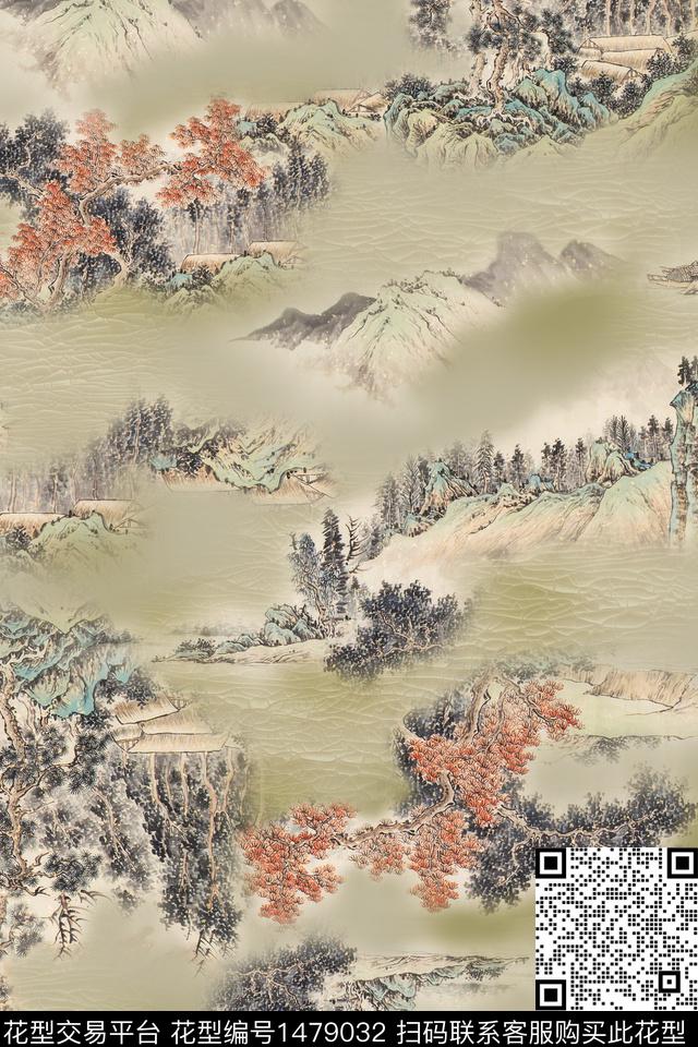 香云纱中国风真丝数码印花华亿平台下载（图片编号: 1479032） - 瓦栏（Walan）