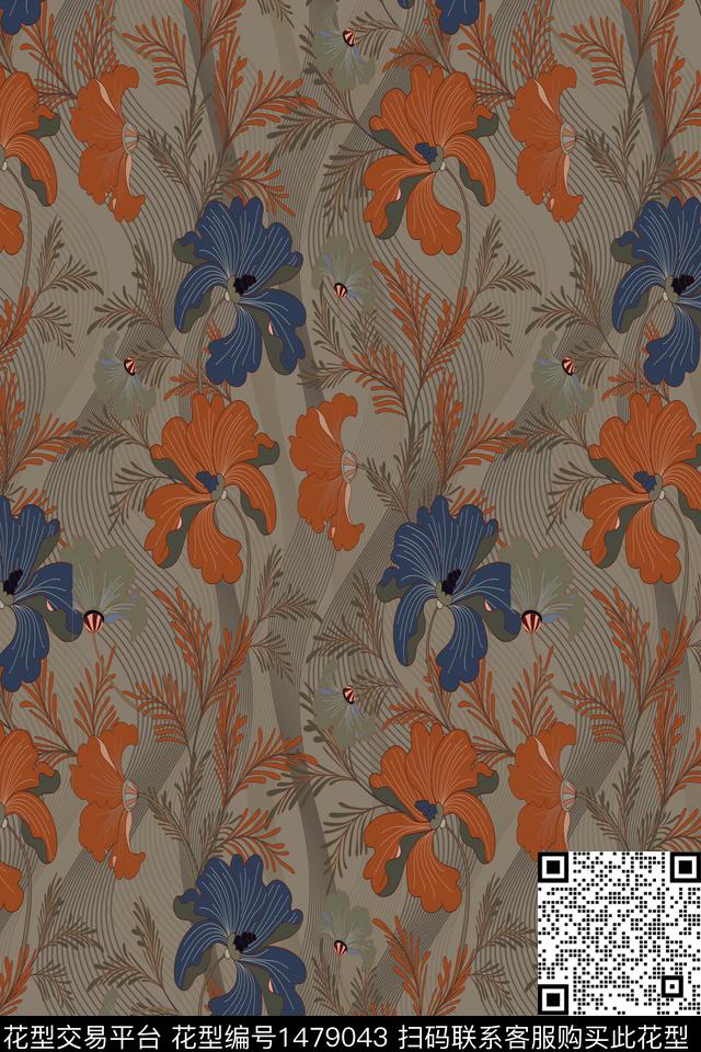 撞色花卉中老年数码印花华亿平台下载（图片编号: 1479043） - 瓦栏（Walan）