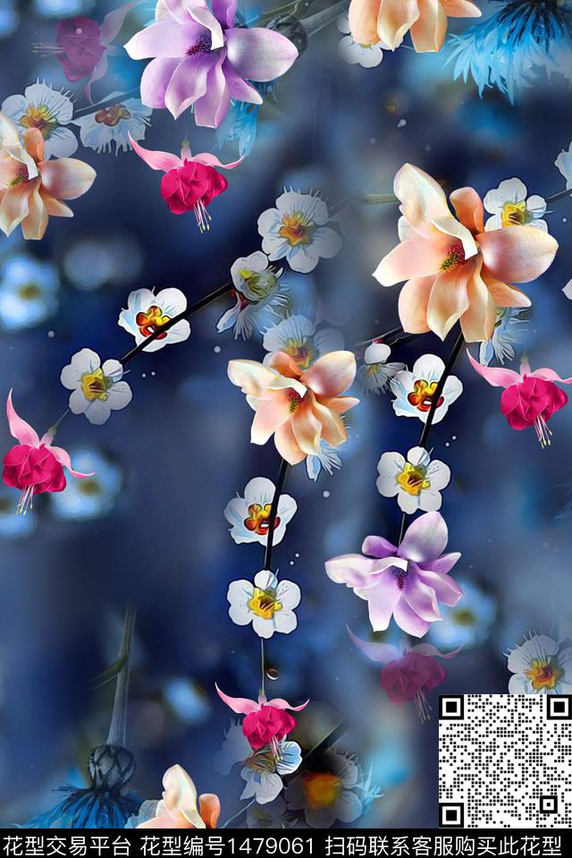 女装花卉香云纱数码印花华亿平台下载（图片编号: 1479061） - 瓦栏（Walan）