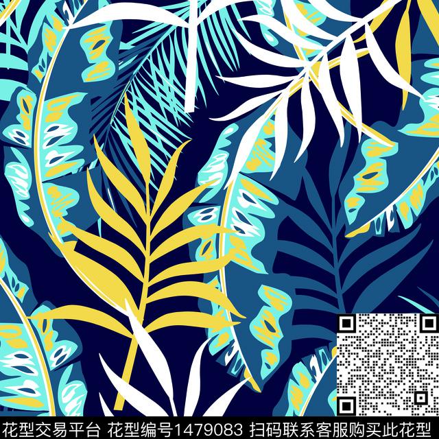 绿植树叶棕榈树热带华亿平台传统印花华亿平台下载（图片编号: 1479083） - 瓦栏（Walan）