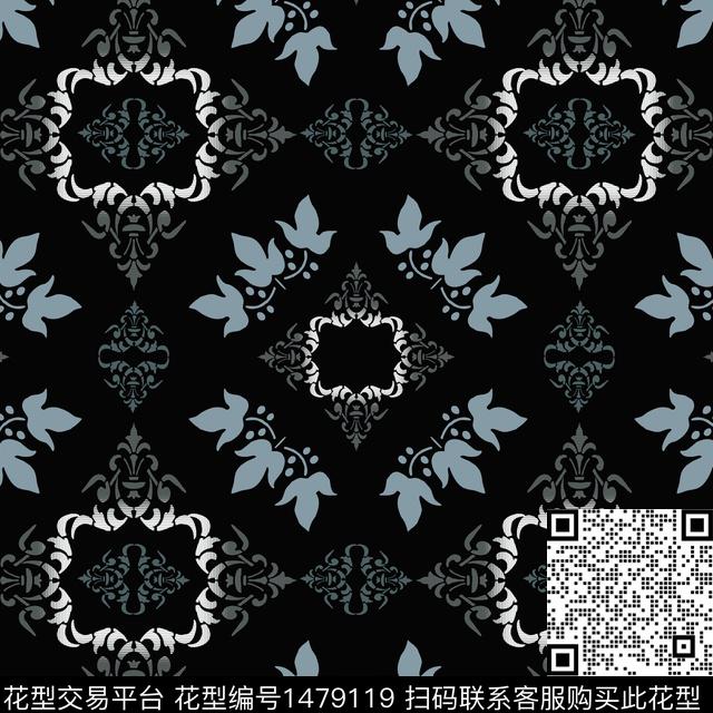 几何定位花格子传统印花华亿平台下载（图片编号: 1479119） - 瓦栏（Walan）