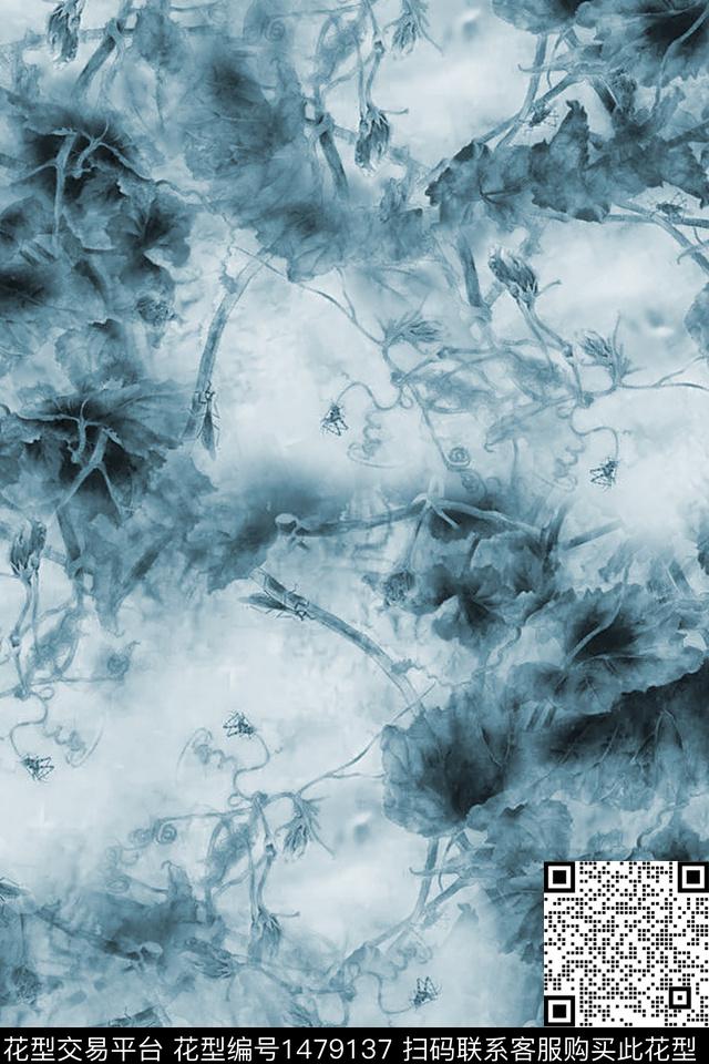 民族风花卉香云纱数码印花华亿平台下载（图片编号: 1479137） - 瓦栏（Walan）