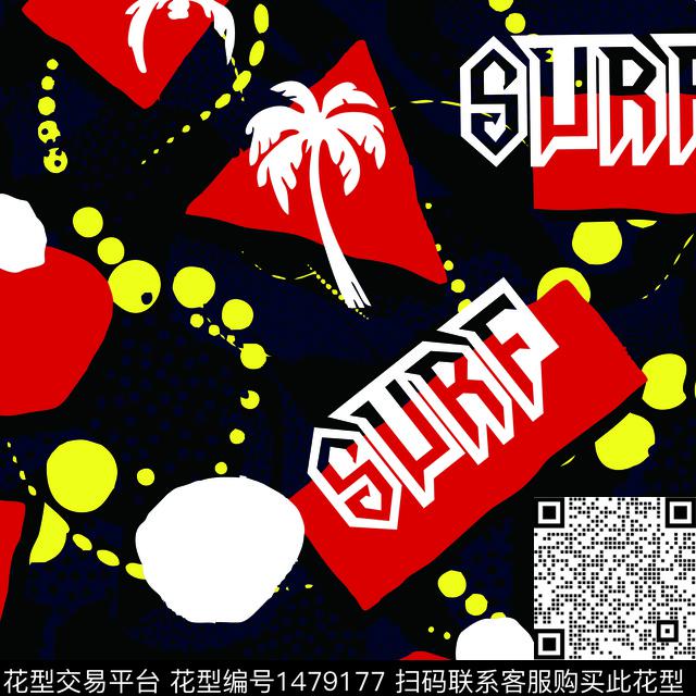 几何字母椰子树传统印花华亿平台下载（图片编号: 1479177） - 瓦栏（Walan）