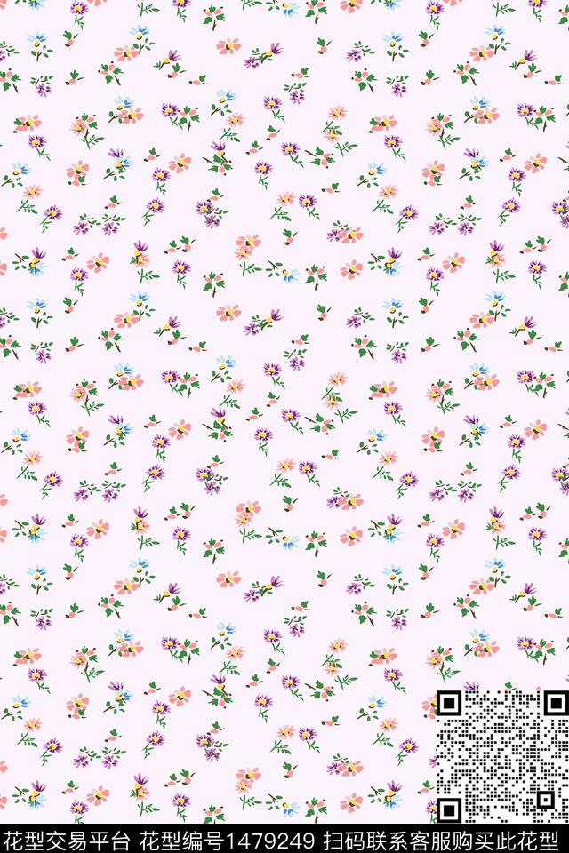 花卉小清新真丝数码印花华亿平台下载（图片编号: 1479249） - 瓦栏（Walan）