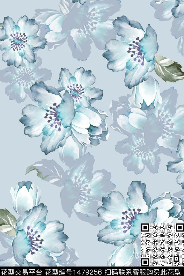 花卉小清新真丝数码印花华亿平台下载（图片编号: 1479256） - 瓦栏（Walan）