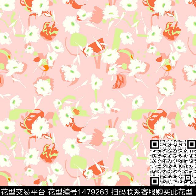 绿植树叶花卉连枝花数码印花华亿平台下载（图片编号: 1479263） - 瓦栏（Walan）